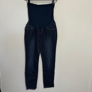 Luxe Essentials Denim Maternity Skinny Jeans Dark Wash Over Belly Size‎ 28